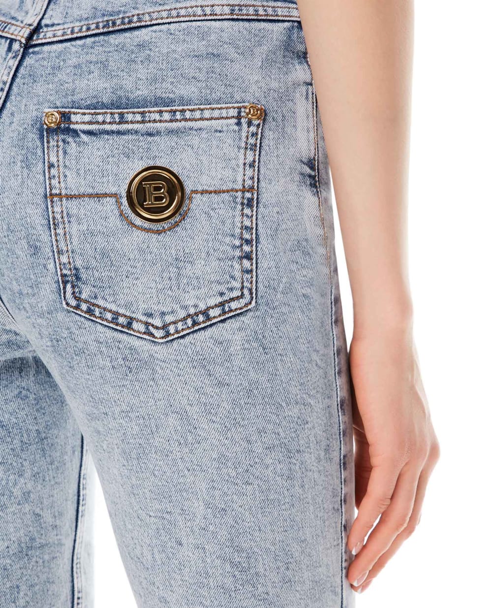 Джинсовые шорты Balmain VF15425D097, голубой цвет • Купить в интернет-магазине Kameron