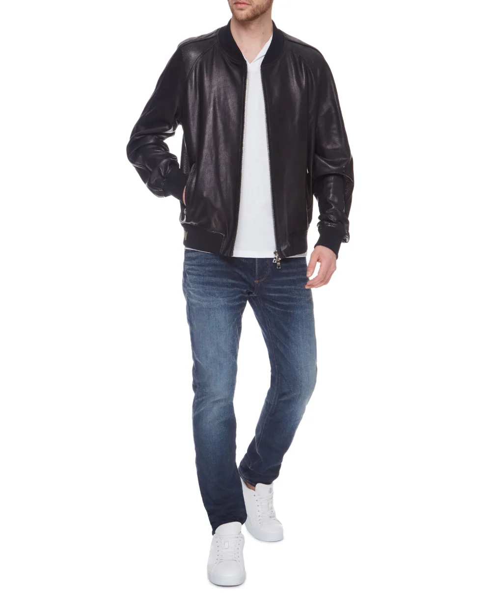 Кожаная куртка Balmain VH1TF011110L, черный цвет • Купить в интернет-магазине Kameron