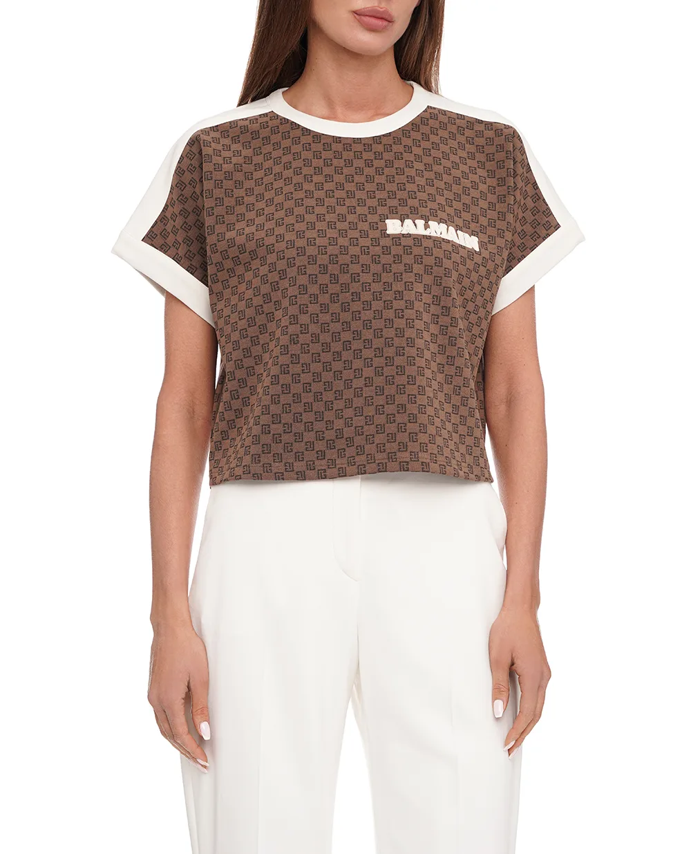 Футболка Balmain BF0EE009BC56, коричневый цвет • Купить в интернет-магазине Kameron