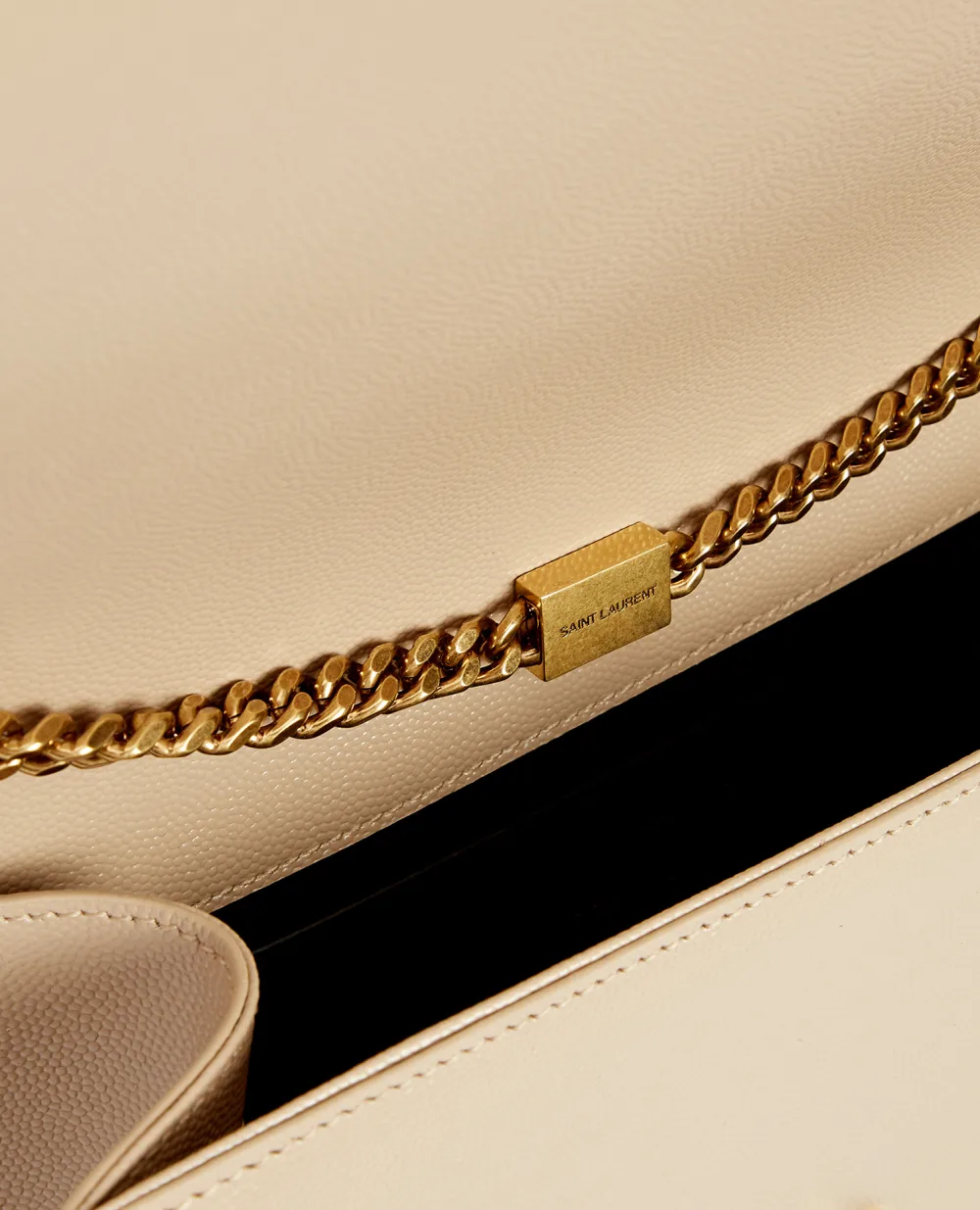 Кожаная сумка Tassel Saint Laurent 354119-BOW0W, бежевый цвет • Купить в интернет-магазине Kameron