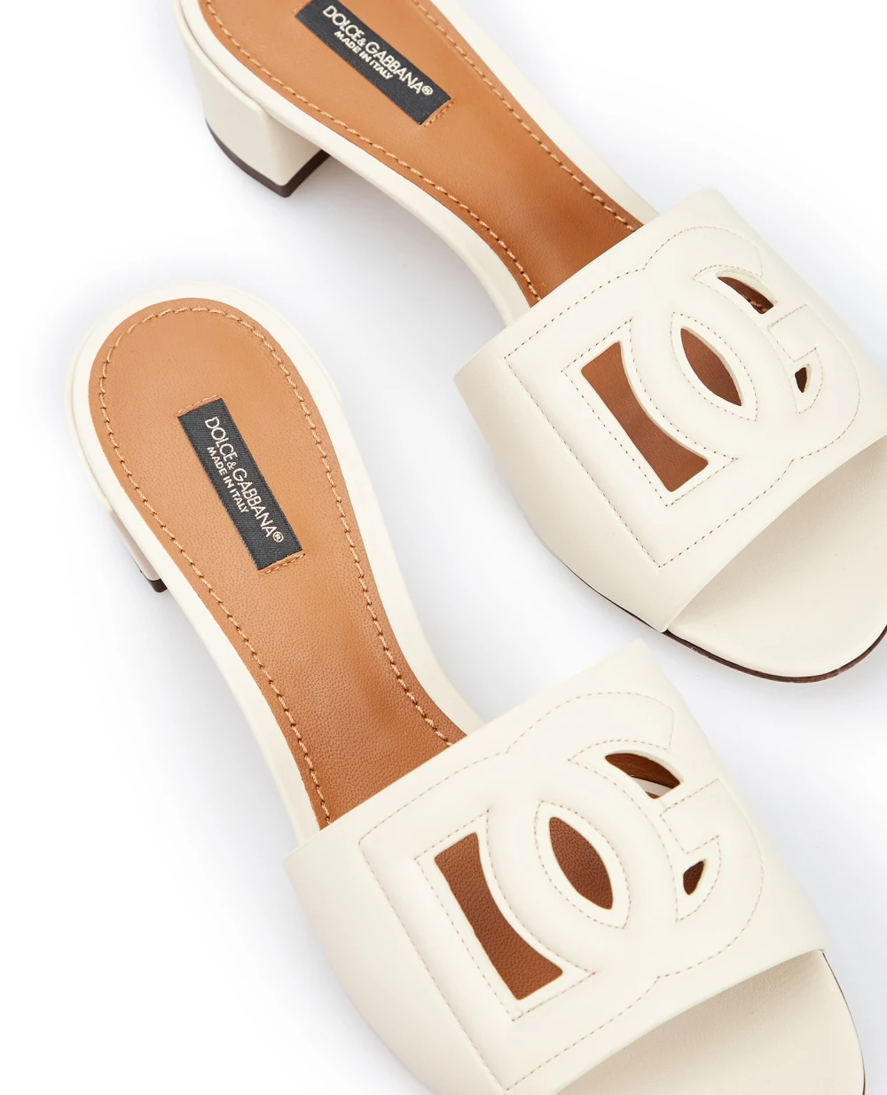 Кожаные мюли Dolce&Gabbana CR1139-AO049, бежевый цвет • Купить в интернет-магазине Kameron