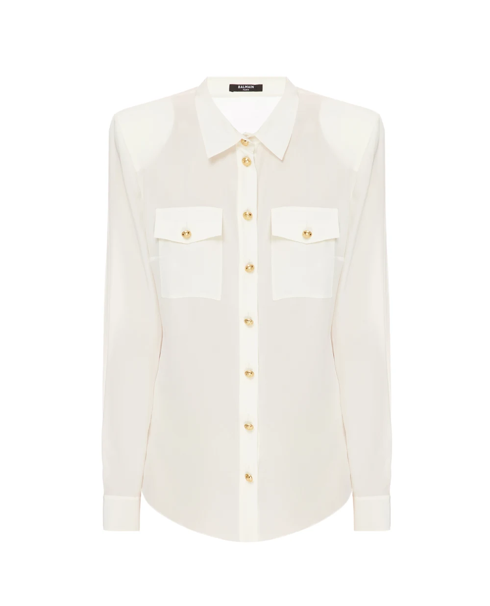 Шелковая блуза Balmain WF1HS050120S, белый цвет • Купить в интернет-магазине Kameron