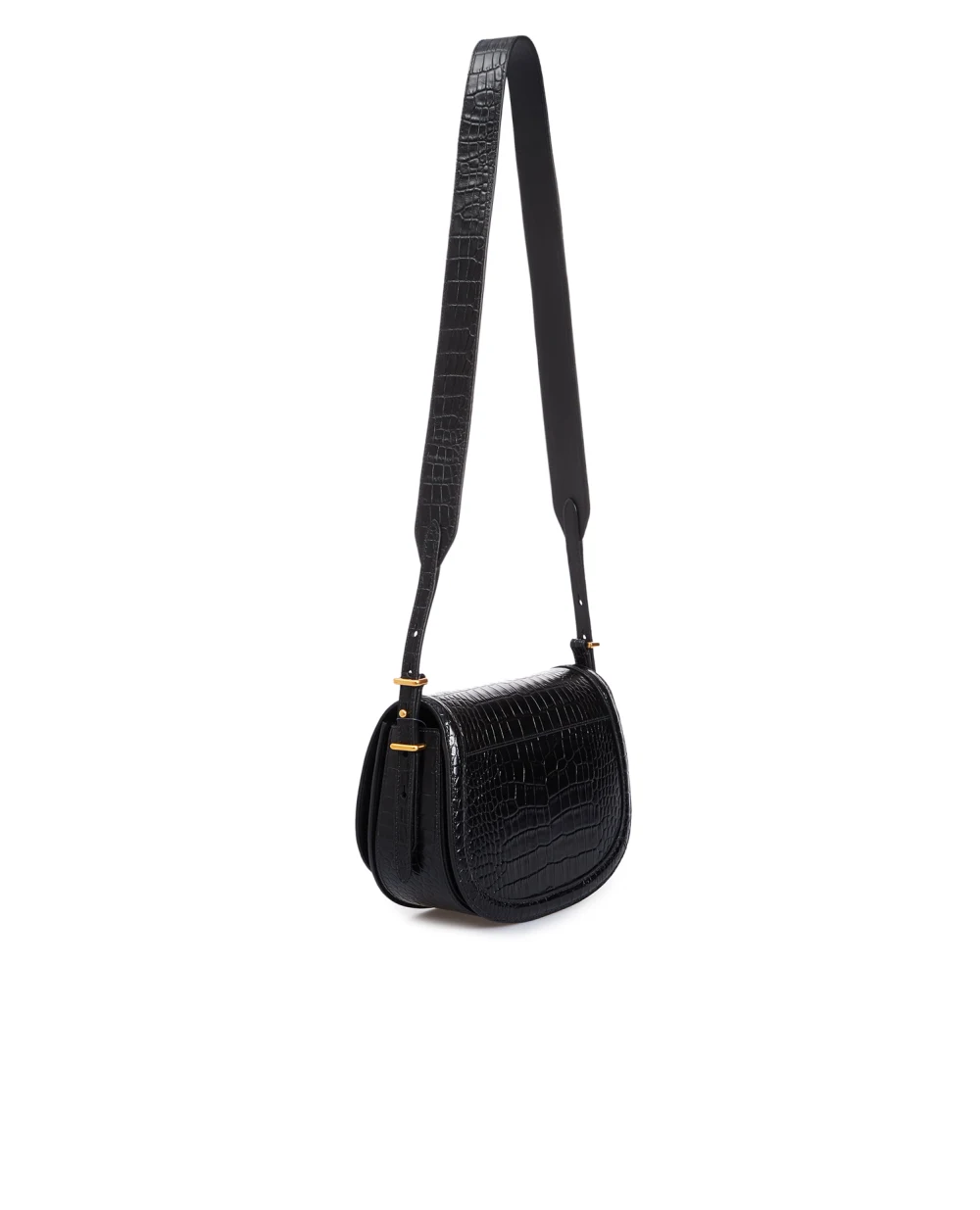 Кожаная сумка Polo ID Saddle Crossbody Medium Croco Polo Ralph Lauren 428871225002, черный цвет • Купить в интернет-магазине Kameron