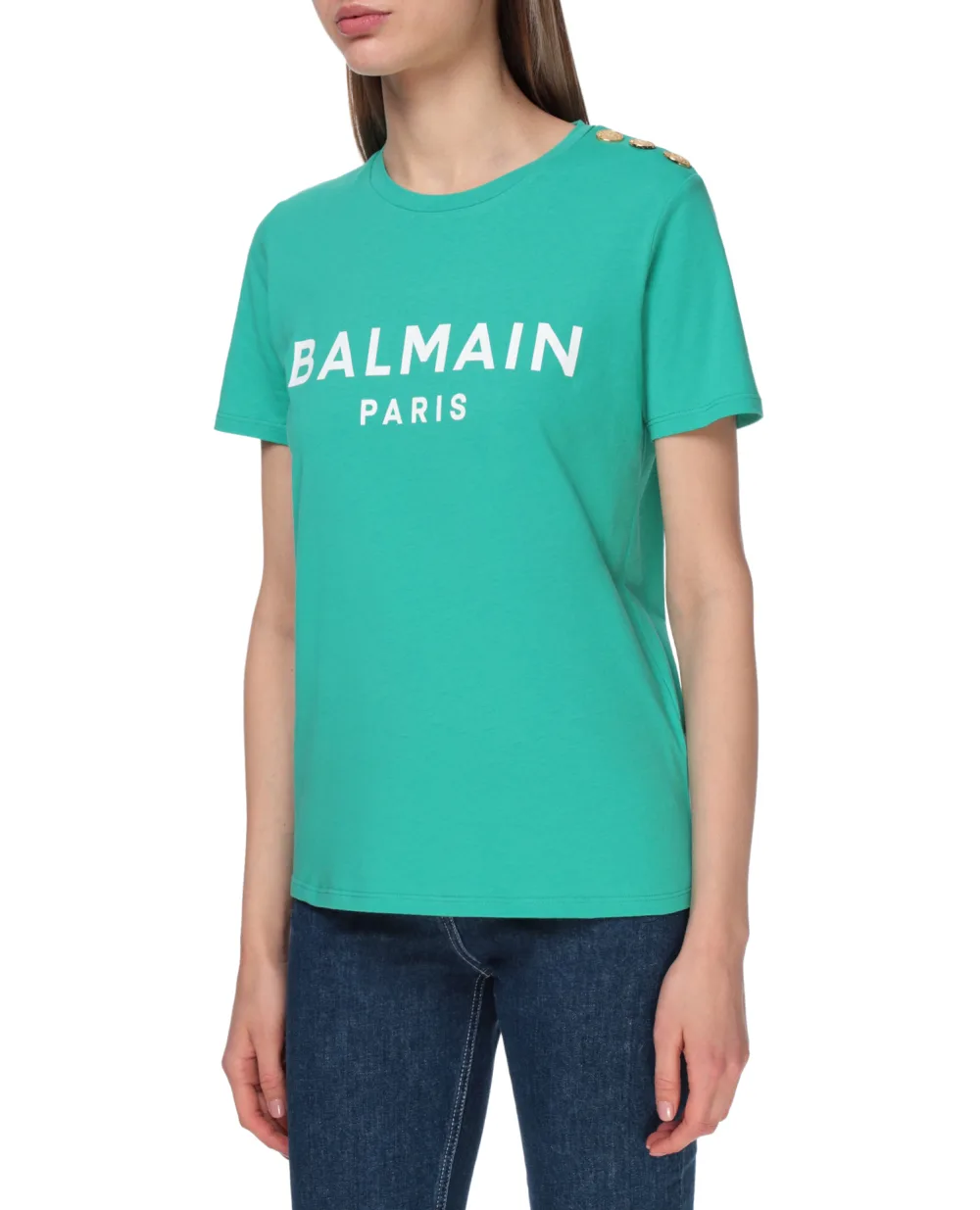 Футболка Balmain VF11350B001-S, зеленый цвет • Купить в интернет-магазине Kameron