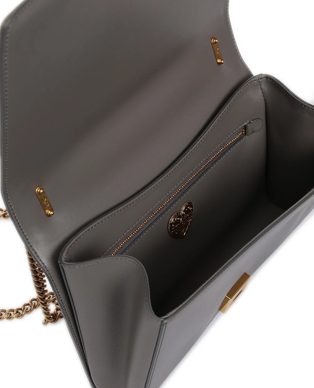Кожаная сумка Devotion Large Dolce&Gabbana BB6651-AV967SS19-S, серый цвет • Купить в интернет-магазине Kameron