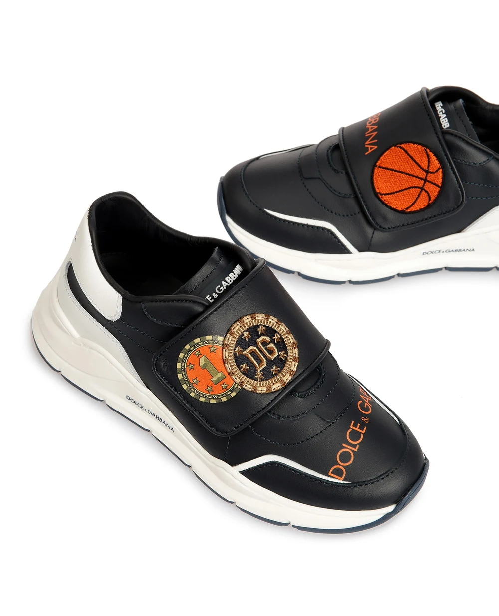 Кожаные кроссовки Dolce&Gabbana Kids DA0911-AV594-S, синий цвет • Купить в интернет-магазине Kameron