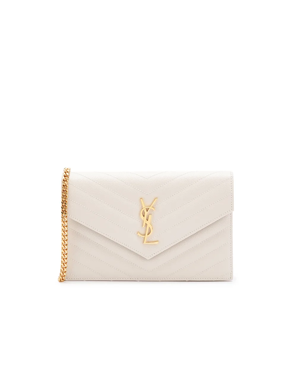 Кожаная сумка Cassandre Chain Wallet Saint Laurent 742920-BOW01, белый цвет • Купить в интернет-магазине Kameron
