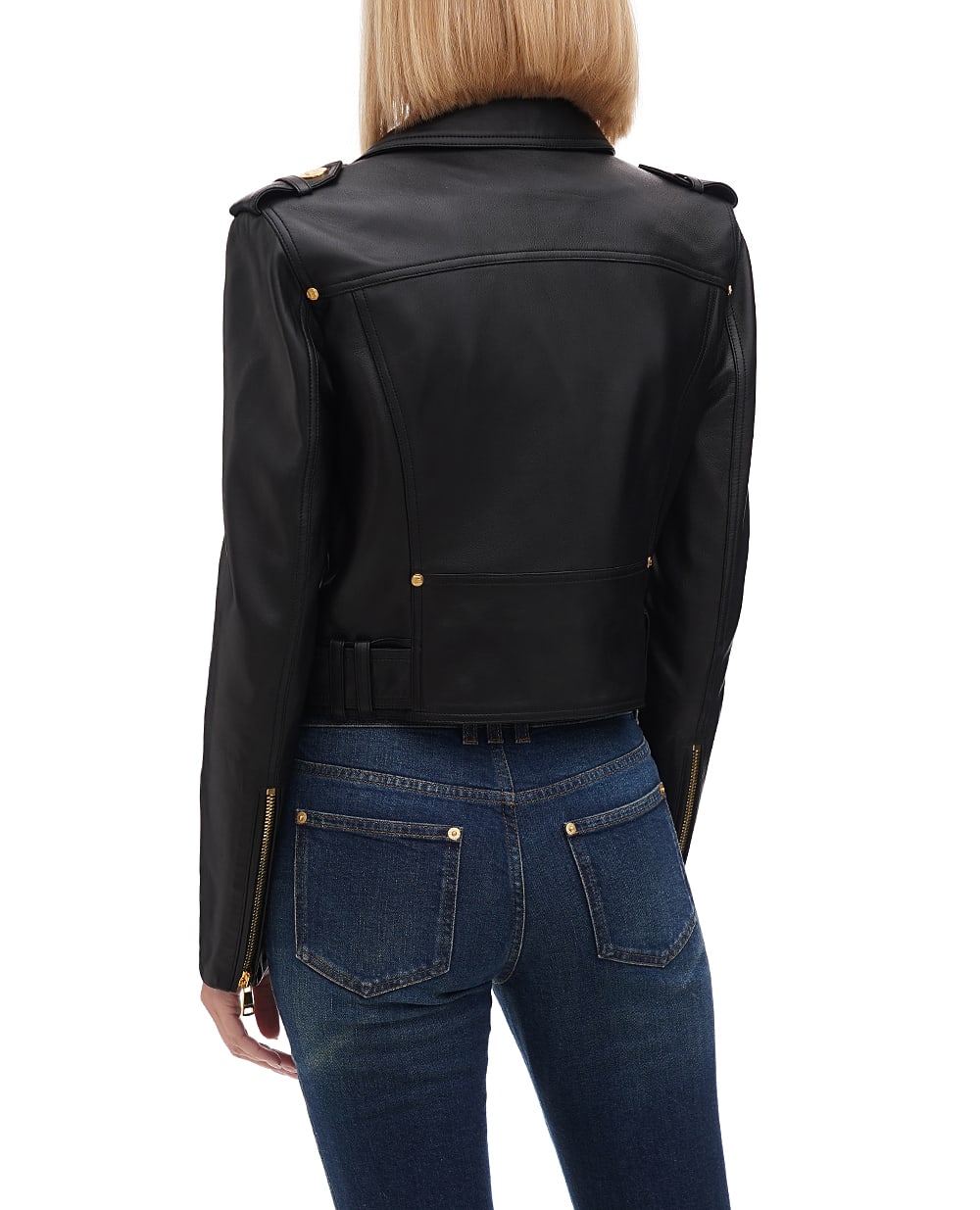 Куртка кожаная Balmain BF1TD200LB24, черный цвет • Купить в интернет-магазине Kameron