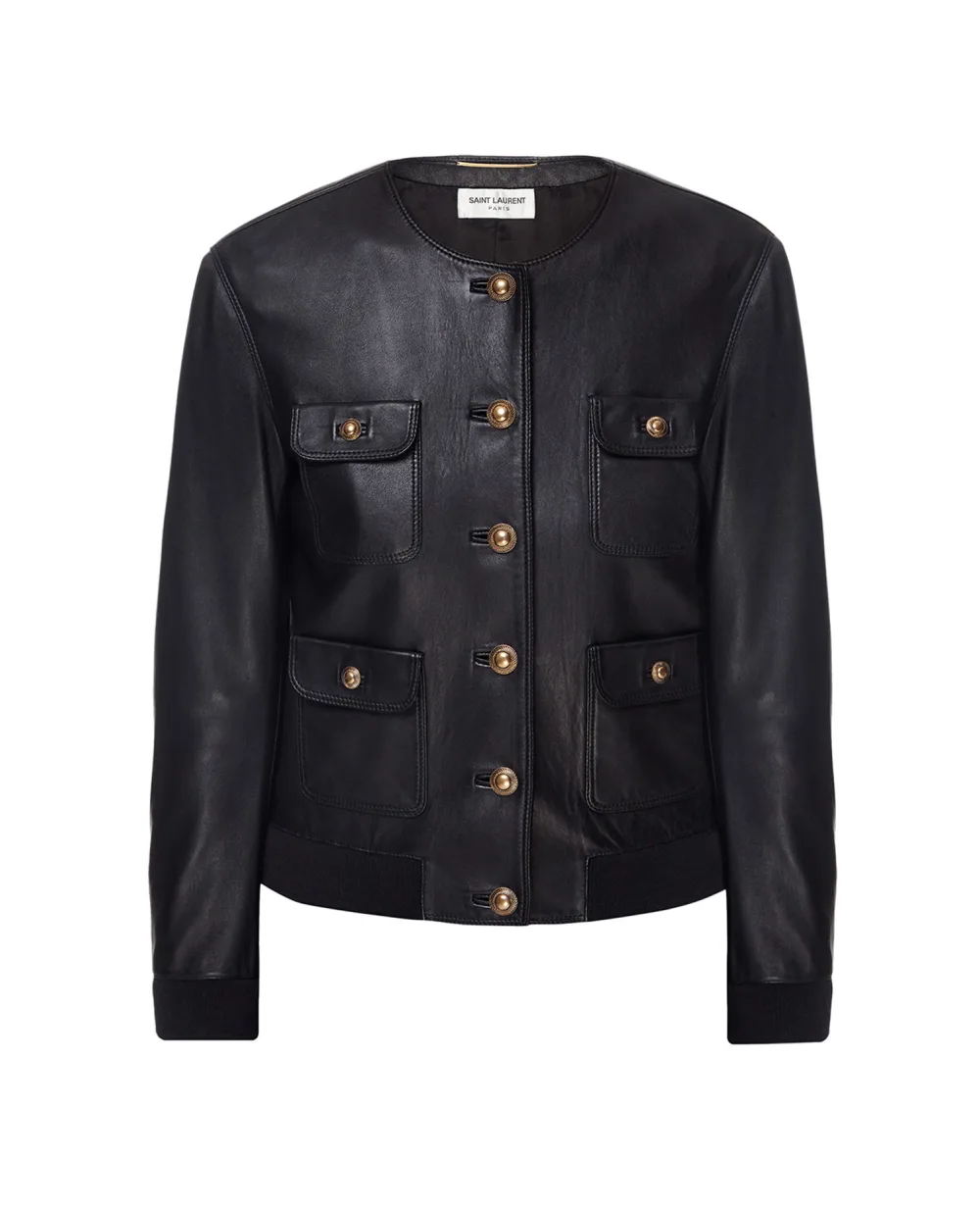 Кожаная куртка Saint Laurent 659470-YC2OC, черный цвет • Купить в интернет-магазине Kameron