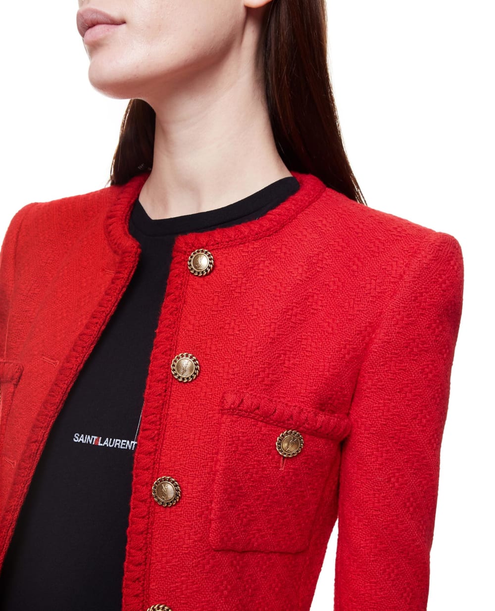 Шерстяной жакет Saint Laurent 668517-Y7D28, красный цвет • Купить в интернет-магазине Kameron
