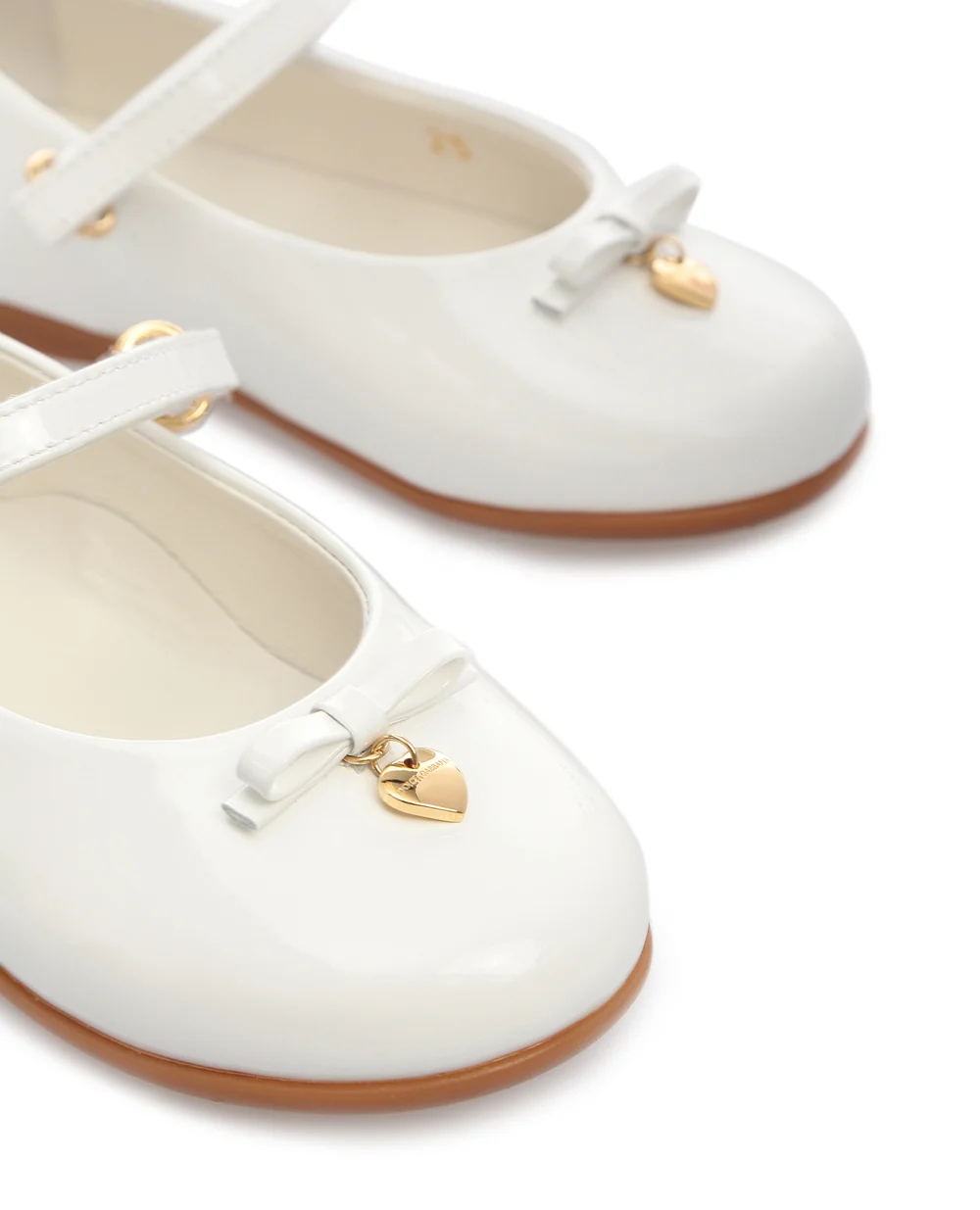 Детские кожаные балетки Dolce&Gabbana Kids D20057-A1328, белый цвет • Купить в интернет-магазине Kameron