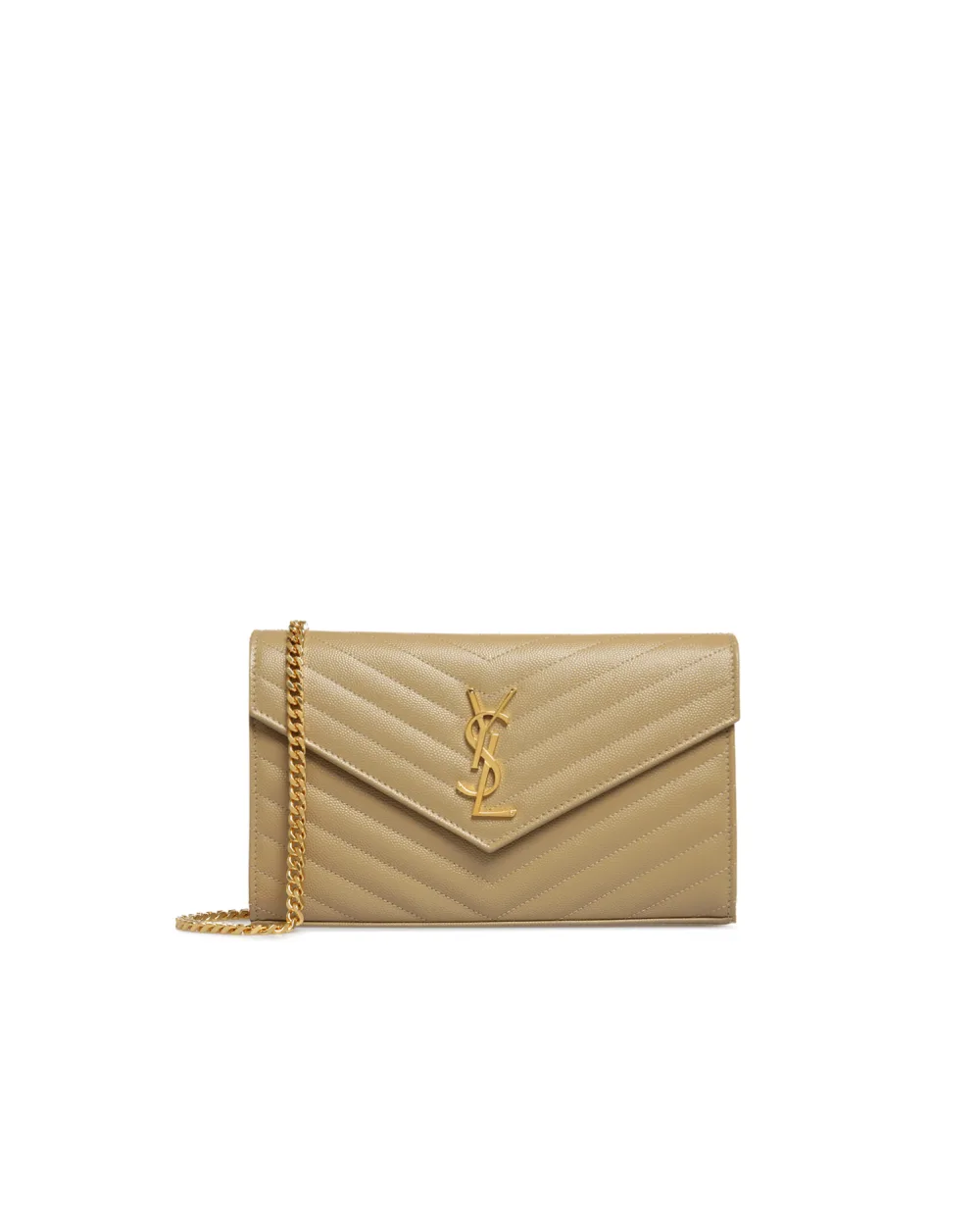 Кожаная сумка Cassandre Chain Wallet Saint Laurent 377828-BOW01-, бежевый цвет • Купить в интернет-магазине Kameron