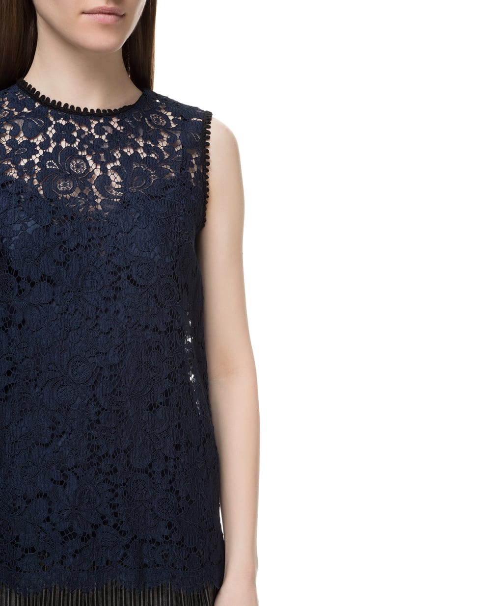 Кружевной топ Dolce&Gabbana F7ZG4T-FLM55, синий цвет • Купить в интернет-магазине Kameron