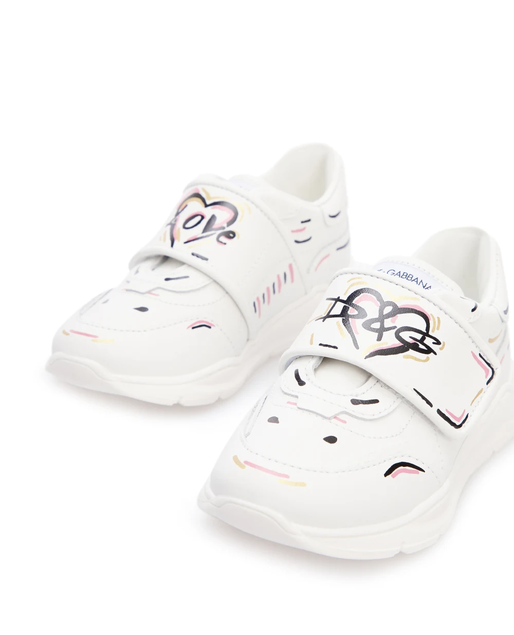 Кожаные кроссовки Dolce&Gabbana Kids DN0153-AJ931, белый цвет • Купить в интернет-магазине Kameron