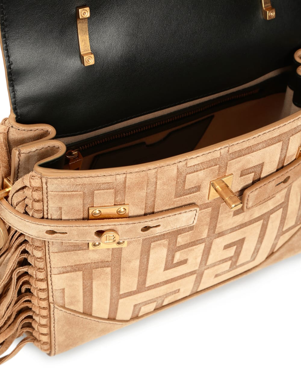 Замшевая сумка B-Buzz 23  Balmain XN1DB534LDCR, бежевый цвет • Купить в интернет-магазине Kameron