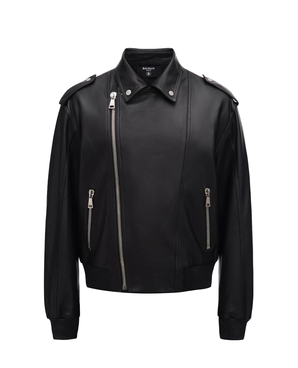 Кожаная куртка Balmain CH1TF595LC62, черный цвет • Купить в интернет-магазине Kameron