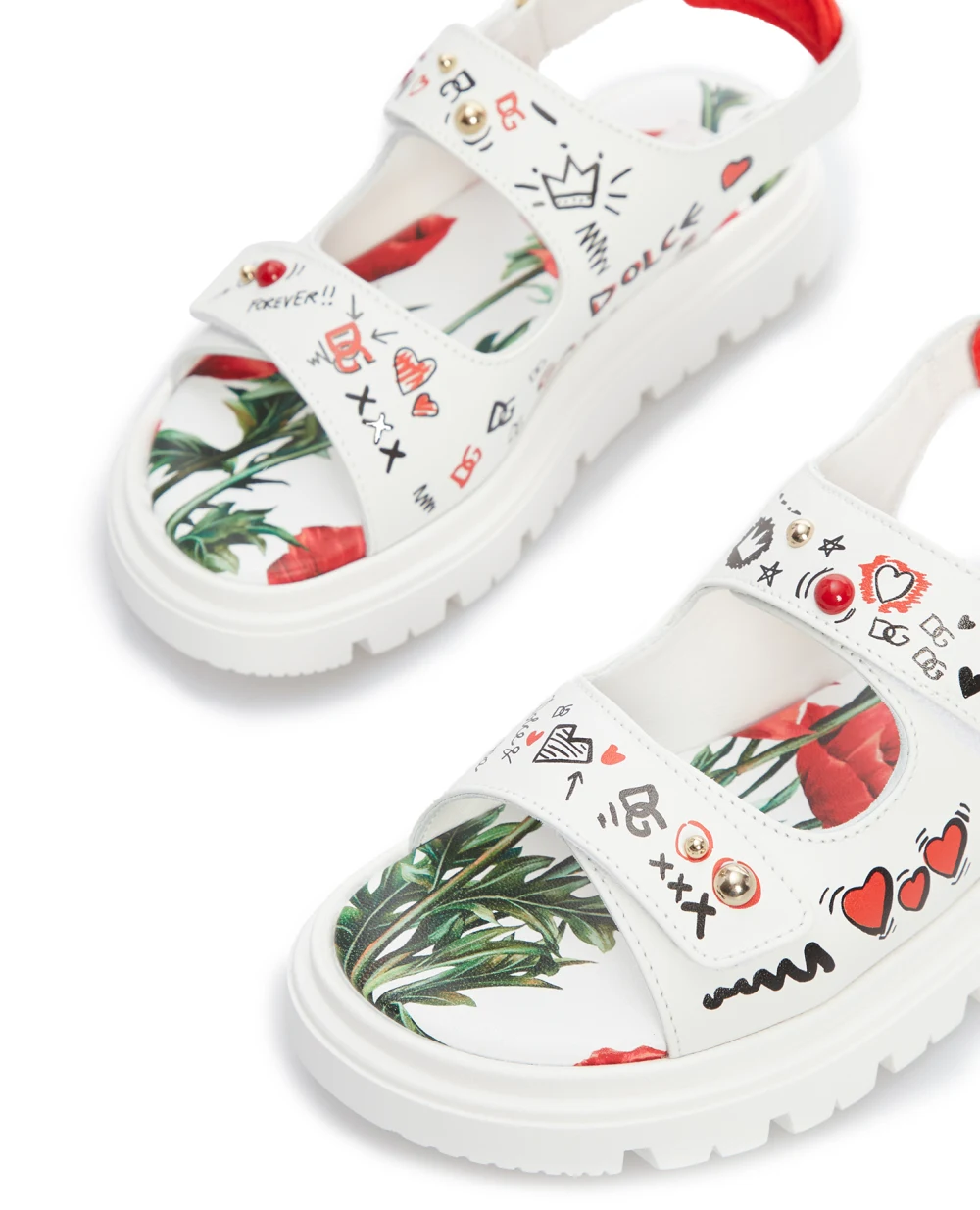 Детские кожаные сандалии Dolce&Gabbana Kids D11127-AS128-M, белый цвет • Купить в интернет-магазине Kameron