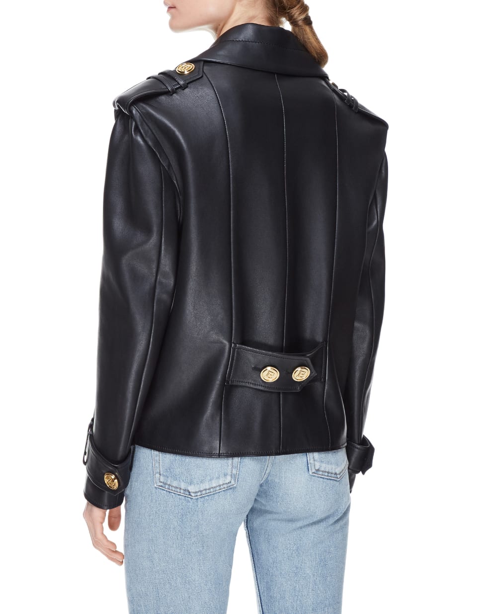Кожаная куртка Balmain VF19495L062, черный цвет • Купить в интернет-магазине Kameron