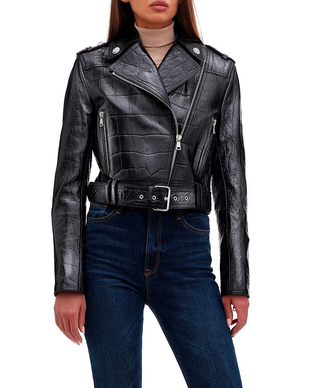 Куртка кожаная Balmain BF0TD201LC68, черный цвет • Купить в интернет-магазине Kameron