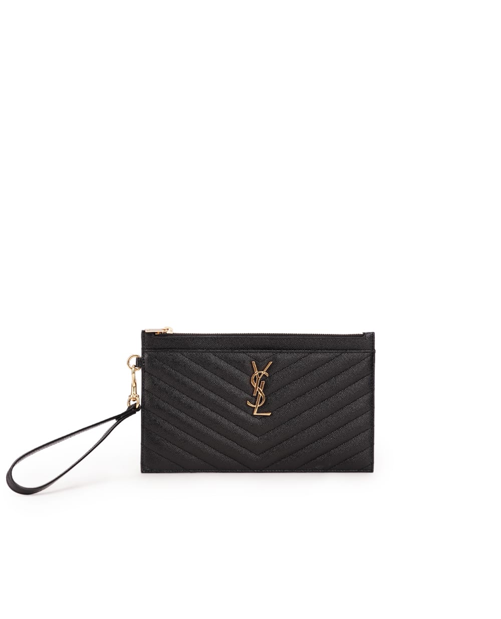 Кожаный клатч Saint Laurent 636313-BOW01, черный цвет • Купить в интернет-магазине Kameron