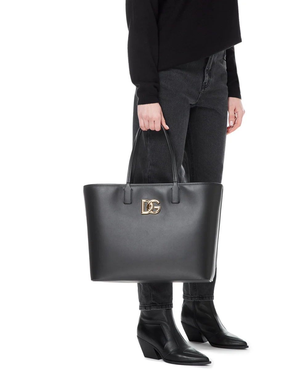 Кожаная сумка Fefè Dolce&Gabbana BB7113-AY854, черный цвет • Купить в интернет-магазине Kameron