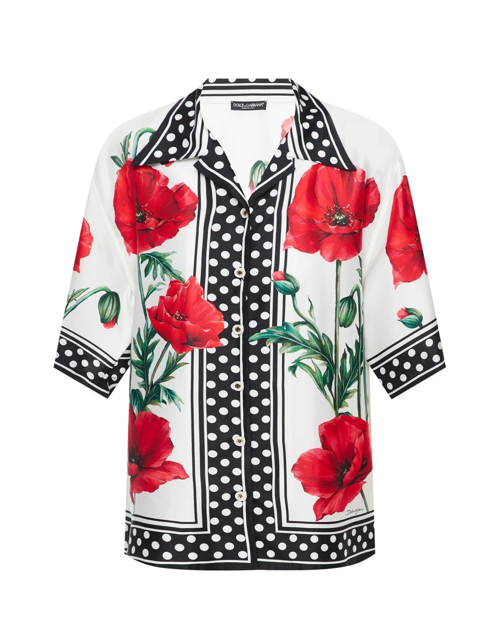 Шелковая блуза Dolce&Gabbana F5P88T-GDA9J, белый цвет • Купить в интернет-магазине Kameron