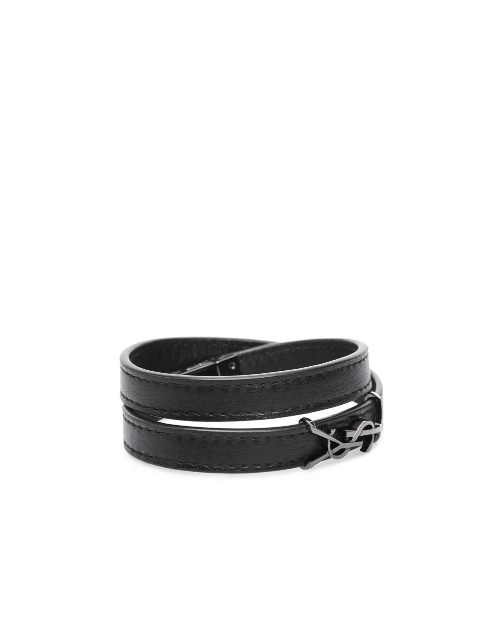 Кожаный браслет Saint Laurent 536073-BOO0R-, черный цвет • Купить в интернет-магазине Kameron