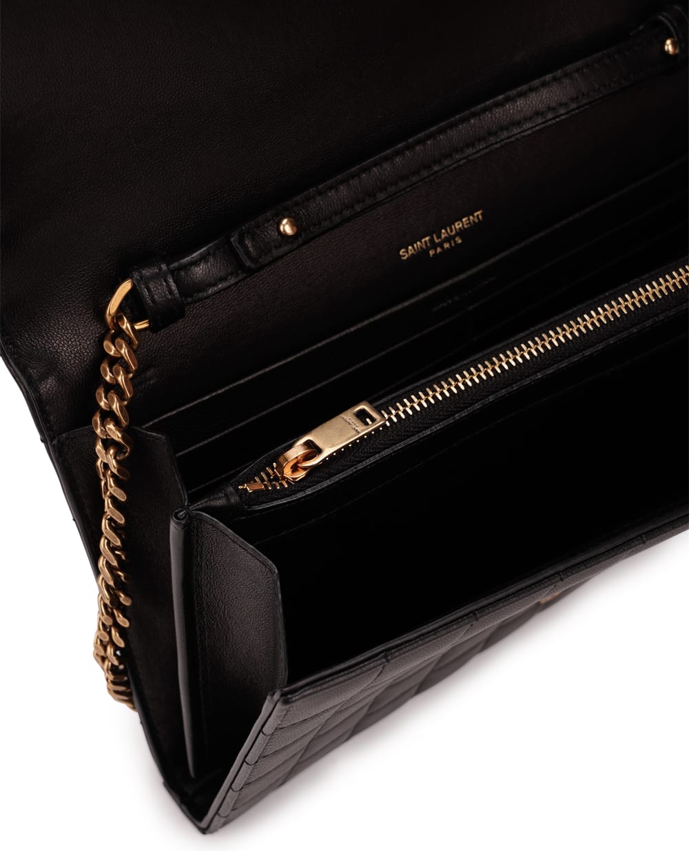 Кожаная сумка Cassandre Chain Wallet Saint Laurent 743346-AABVP, черный цвет • Купить в интернет-магазине Kameron