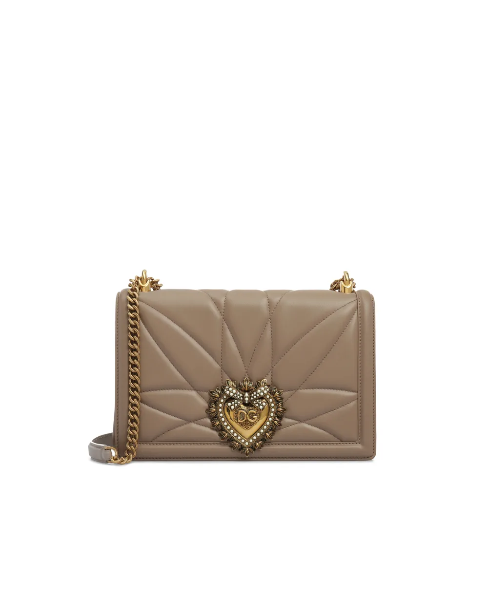 Кожаная сумка Devotion Large Dolce&Gabbana BB6651-AV967FW19, бежевый цвет • Купить в интернет-магазине Kameron
