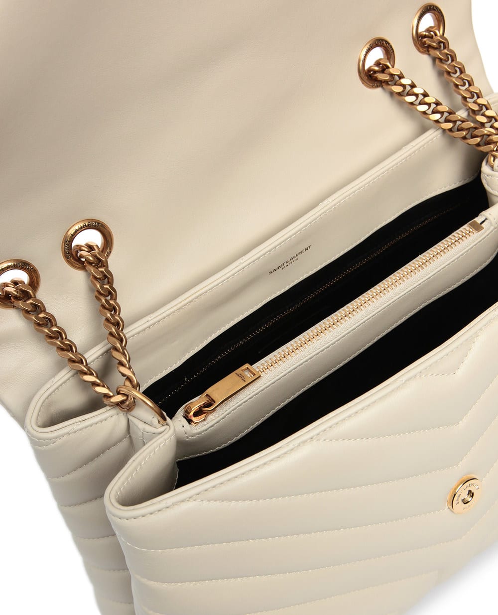 Кожаная сумка Loulou Medium Saint Laurent 574946-DV727-, белый цвет • Купить в интернет-магазине Kameron
