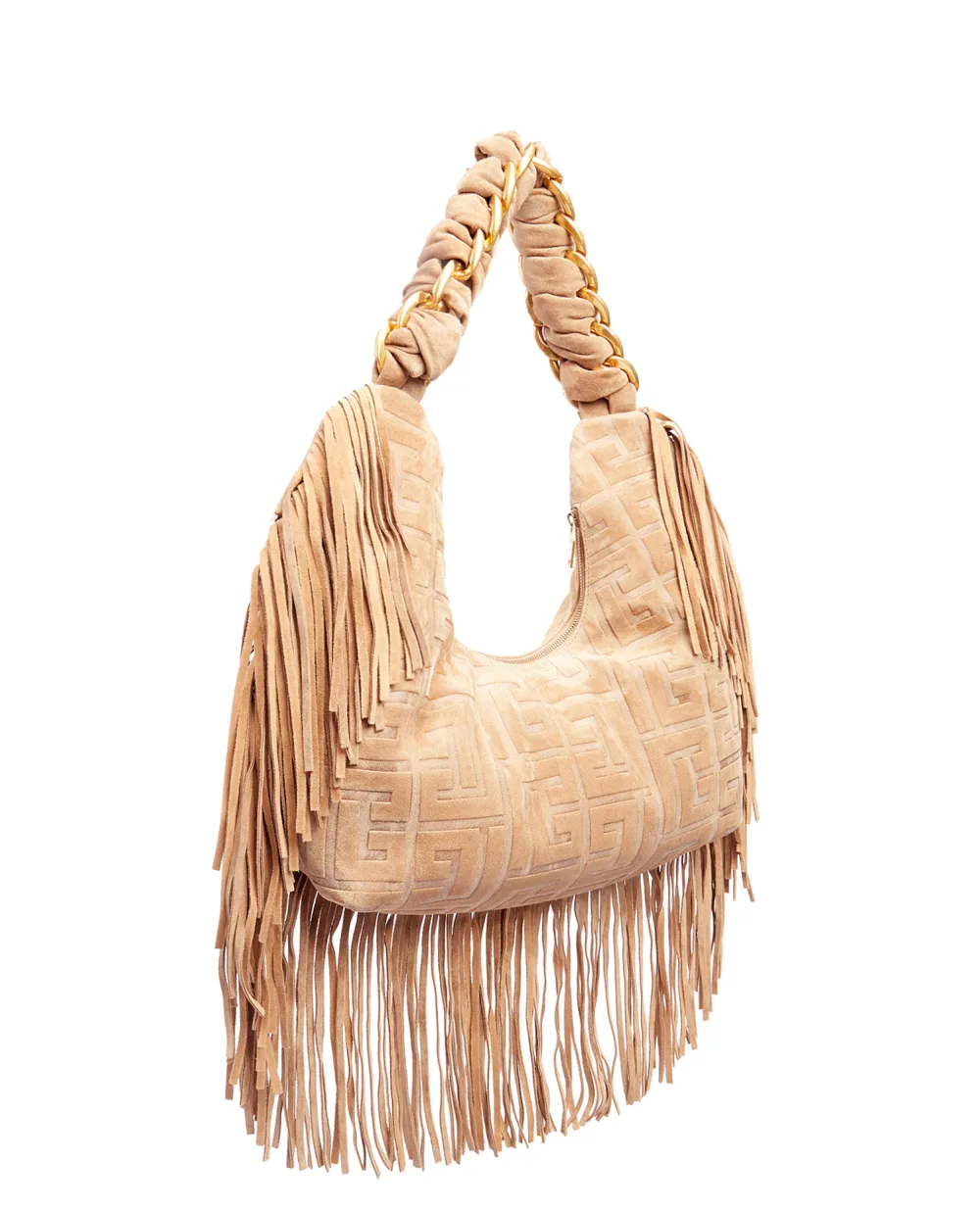 Замшевая сумка Pillow Hobo Balmain XN1DE709LDCR, бежевый цвет • Купить в интернет-магазине Kameron