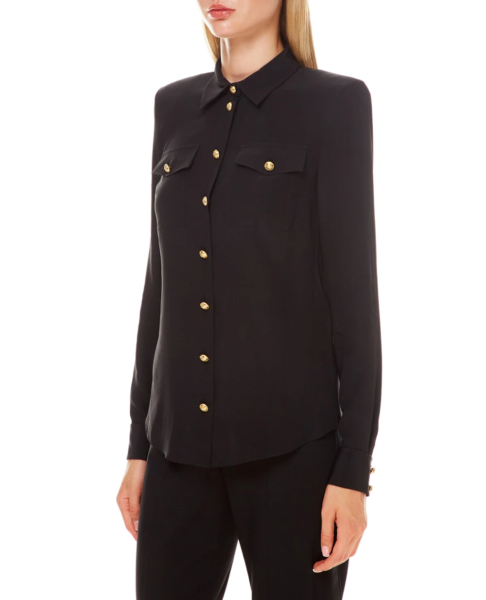 Шелковая блуза Balmain WF1HS050120S, черный цвет • Купить в интернет-магазине Kameron