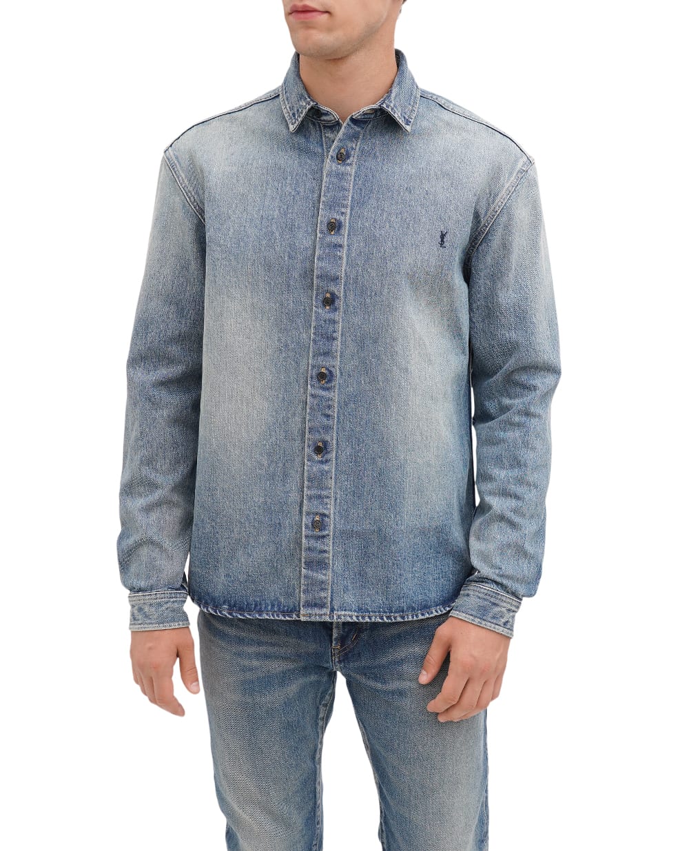 Джинсовая рубашка Saint Laurent 753029-Y07JA, синий цвет • Купить в интернет-магазине Kameron