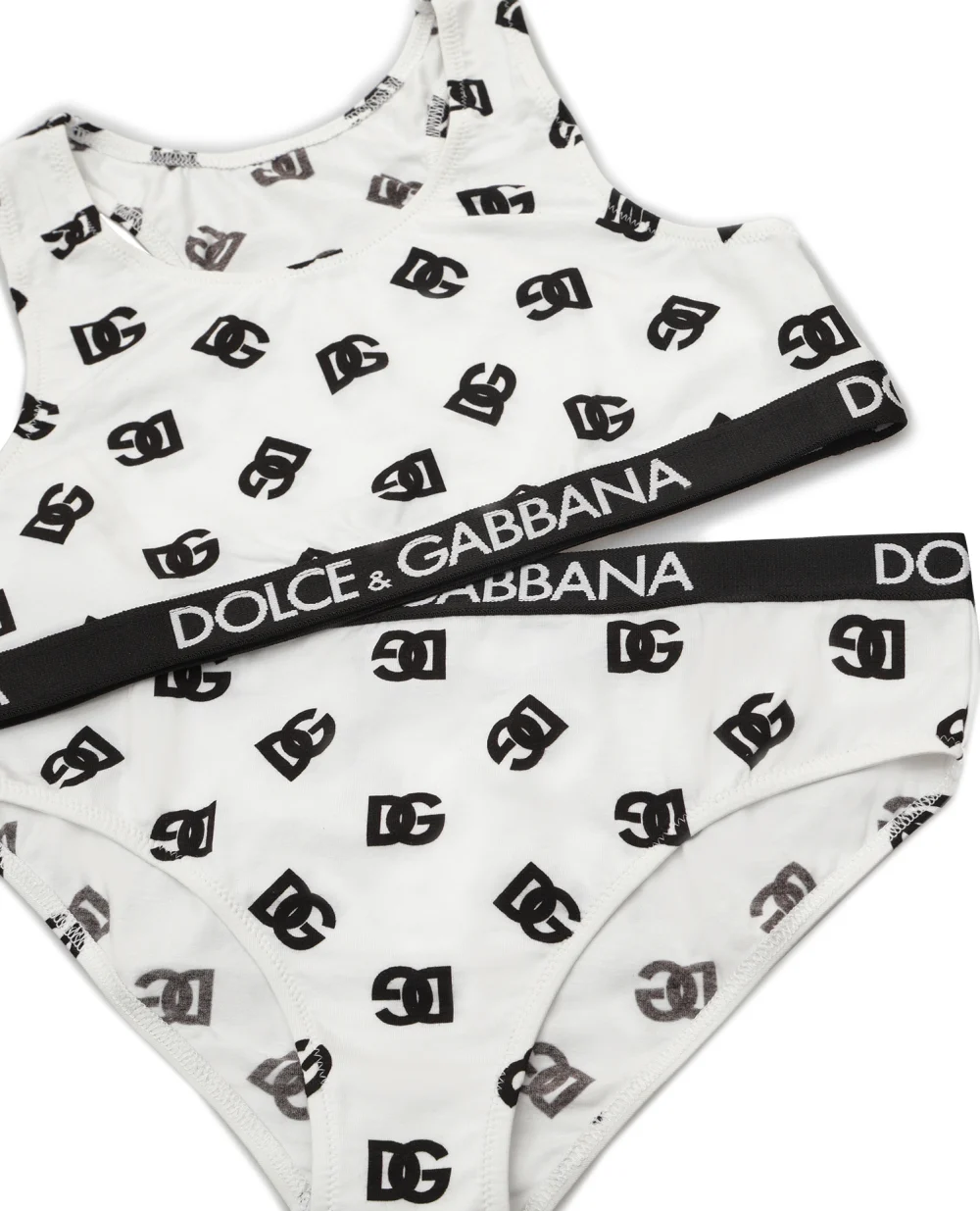 Детский комплект белья (топ, трусики) Dolce&Gabbana Kids L5J713-FSG3K, белый цвет • Купить в интернет-магазине Kameron