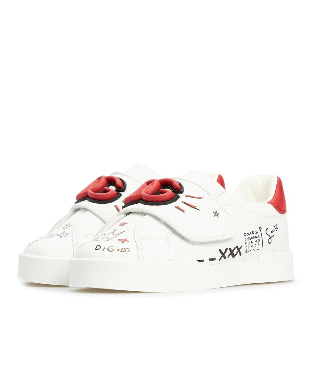 Детские кожаные сникеры Dolce&Gabbana Kids DN0135-AO936, белый цвет • Купить в интернет-магазине Kameron