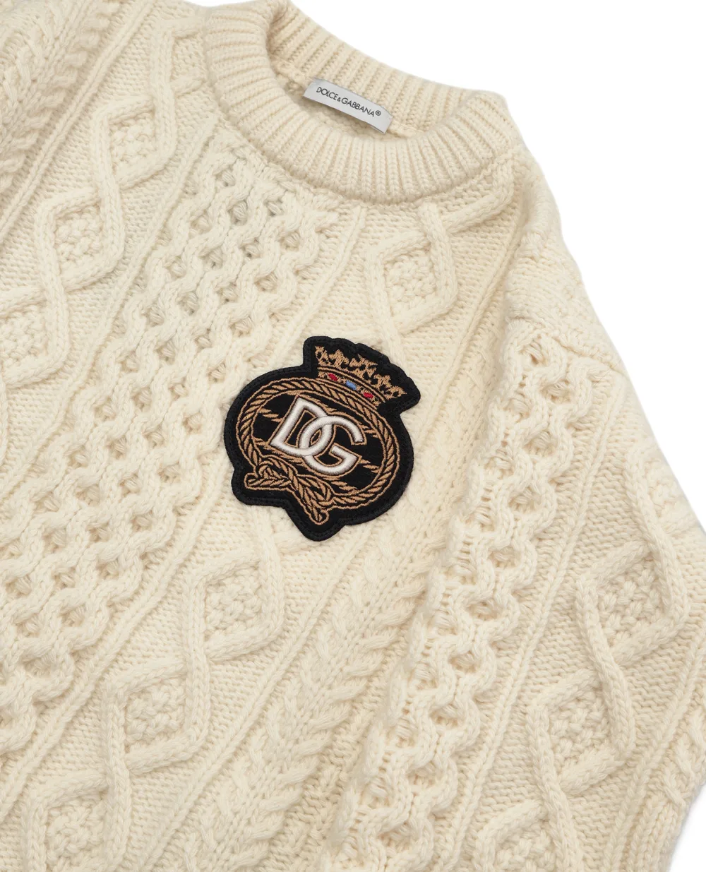 Детский шерстяной свитер Dolce&Gabbana Kids L4KWC8-JBVQ9-S, бежевый цвет • Купить в интернет-магазине Kameron