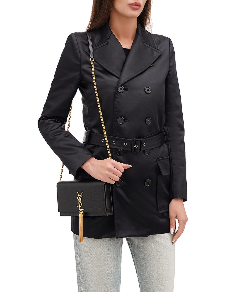 Кожаная сумка Grain De Poudre Saint Laurent 742833-BOW0J, черный цвет • Купить в интернет-магазине Kameron