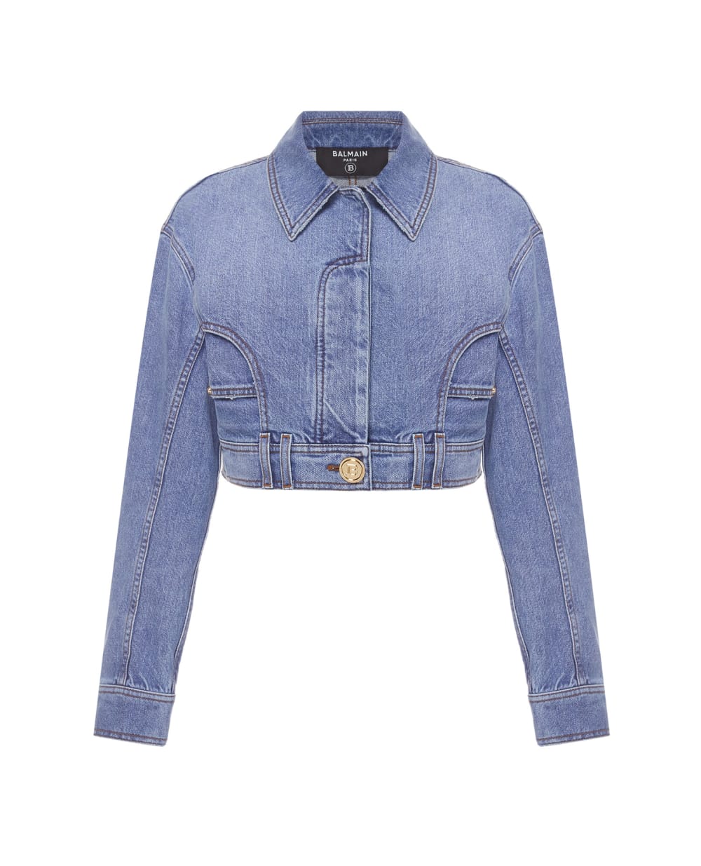 Джинсовая куртка Balmain VF0TC015D113, голубой цвет • Купить в интернет-магазине Kameron