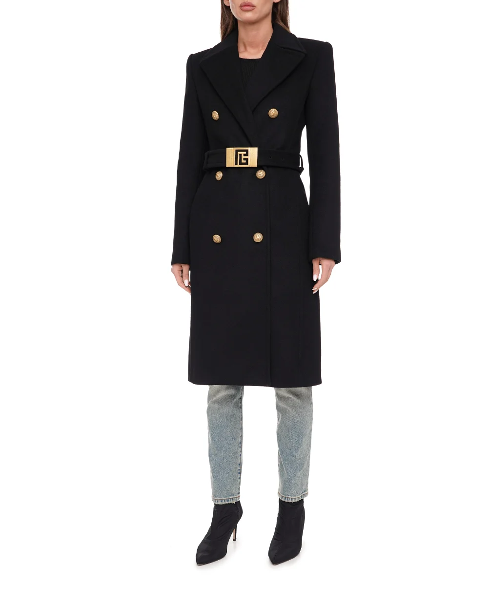 Пальто Balmain BF0UB097WB72, черный цвет • Купить в интернет-магазине Kameron