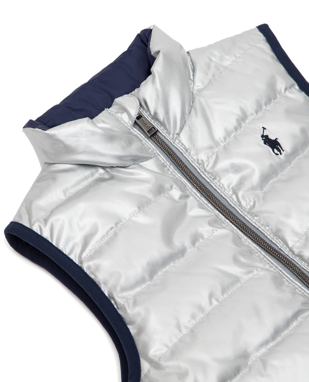 Двусторонний пуховой жилет Polo Ralph Lauren Kids 323737222001, серебряный цвет • Купить в интернет-магазине Kameron