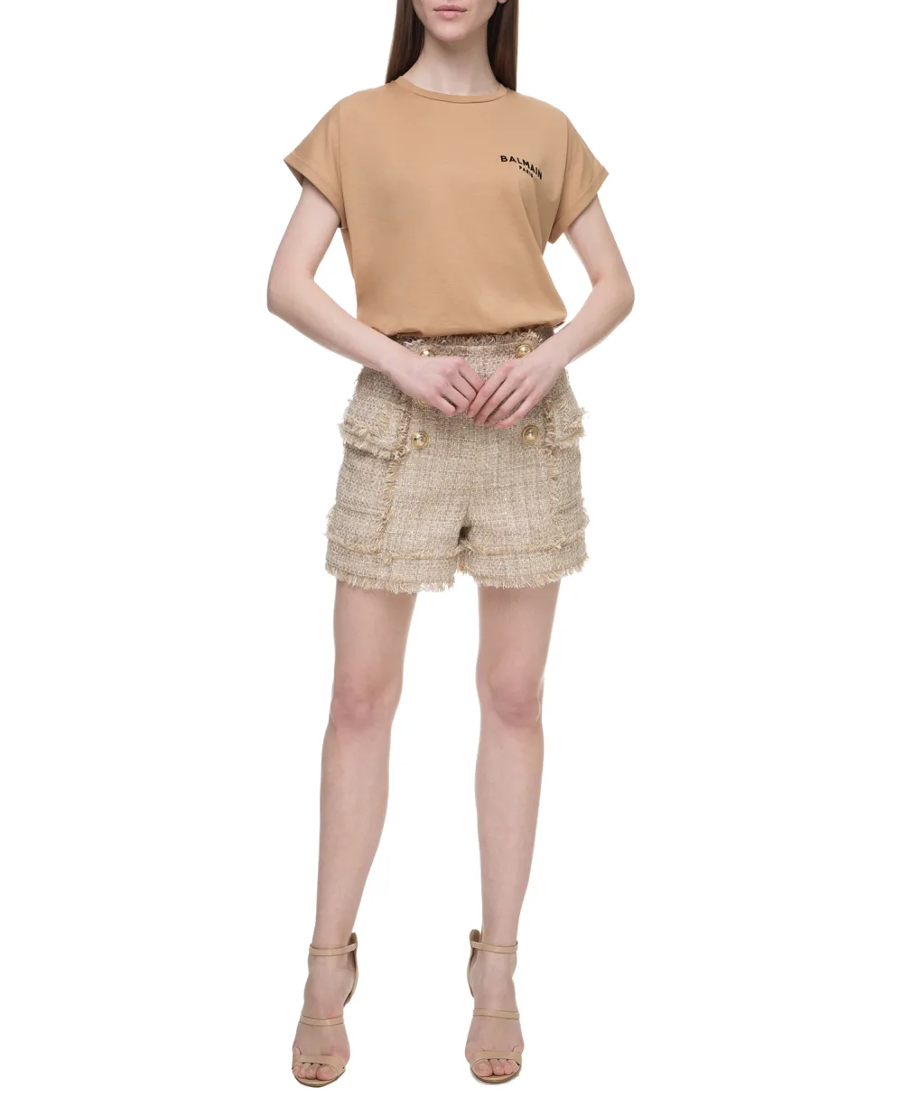 Футболка Balmain TF11351I382, бежевый цвет • Купить в интернет-магазине Kameron