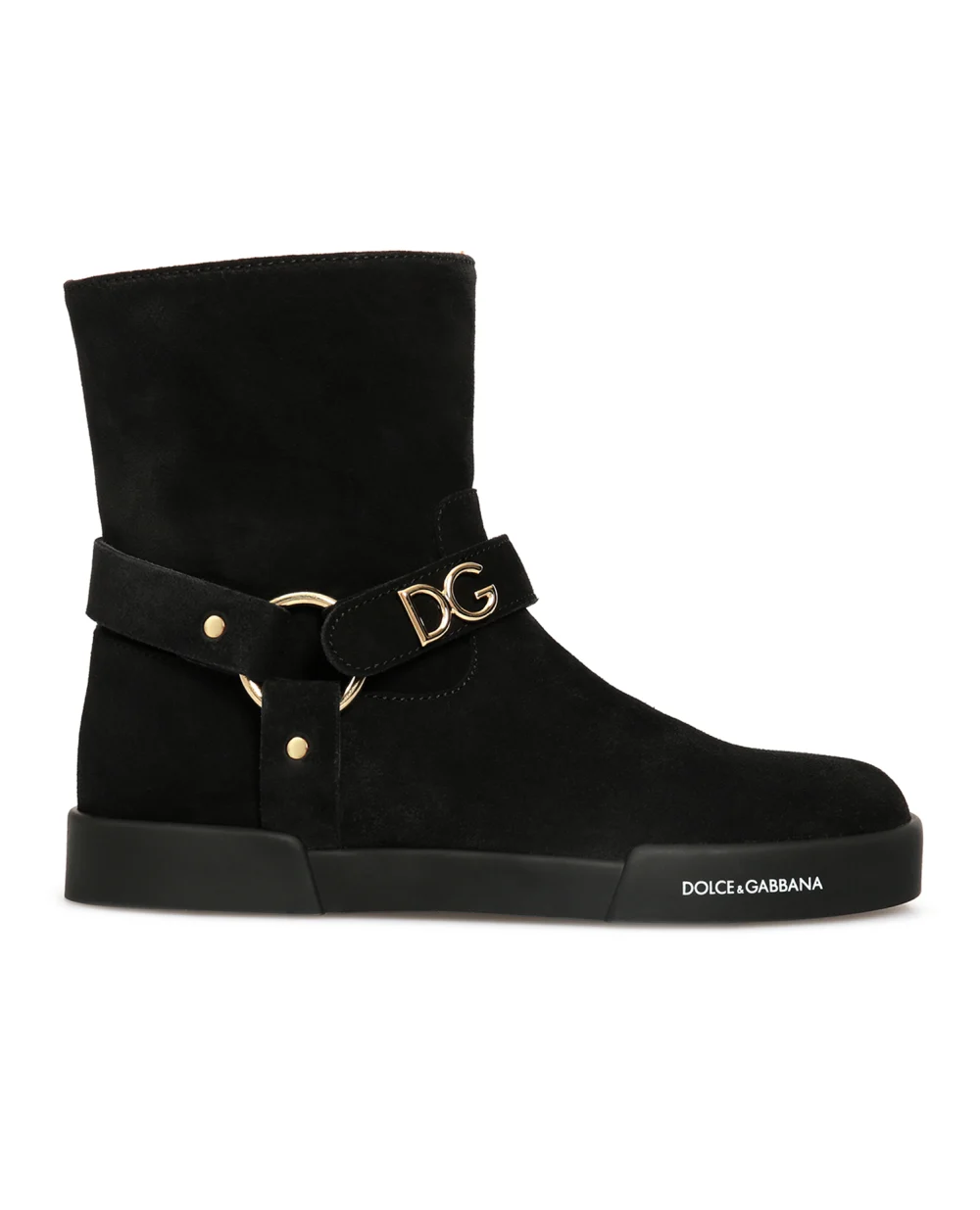 Замшевые сапоги Dolce&Gabbana Kids D10990-AW997-S, черный цвет • Купить в интернет-магазине Kameron