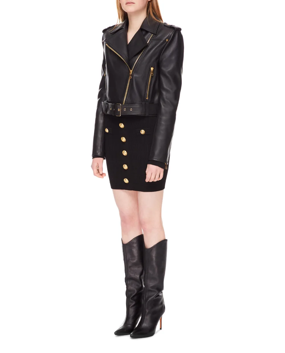 Кожаная косуха Balmain YF1TD055LB24, черный цвет • Купить в интернет-магазине Kameron