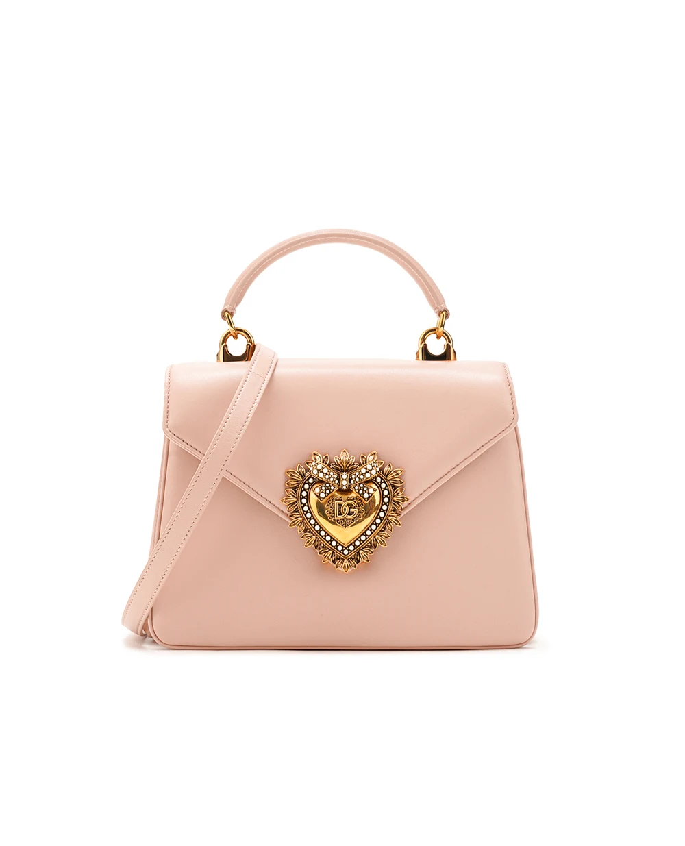 Кожаная сумка Devotion Soft Dolce&Gabbana BB7476-AF984, пудровый цвет • Купить в интернет-магазине Kameron