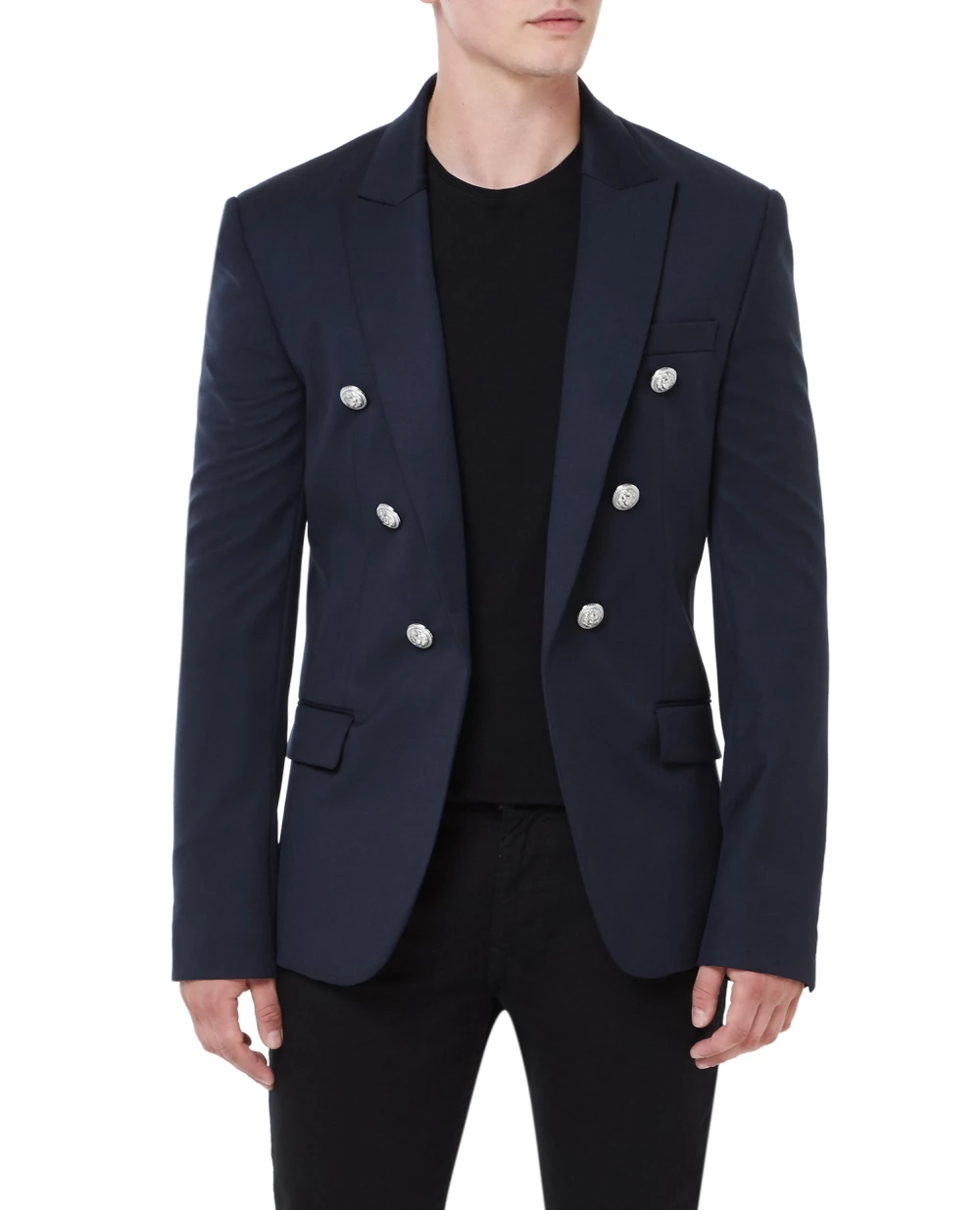 Шерстяной пиджак Balmain BH1SG075WB12, темно-синий цвет • Купить в интернет-магазине Kameron