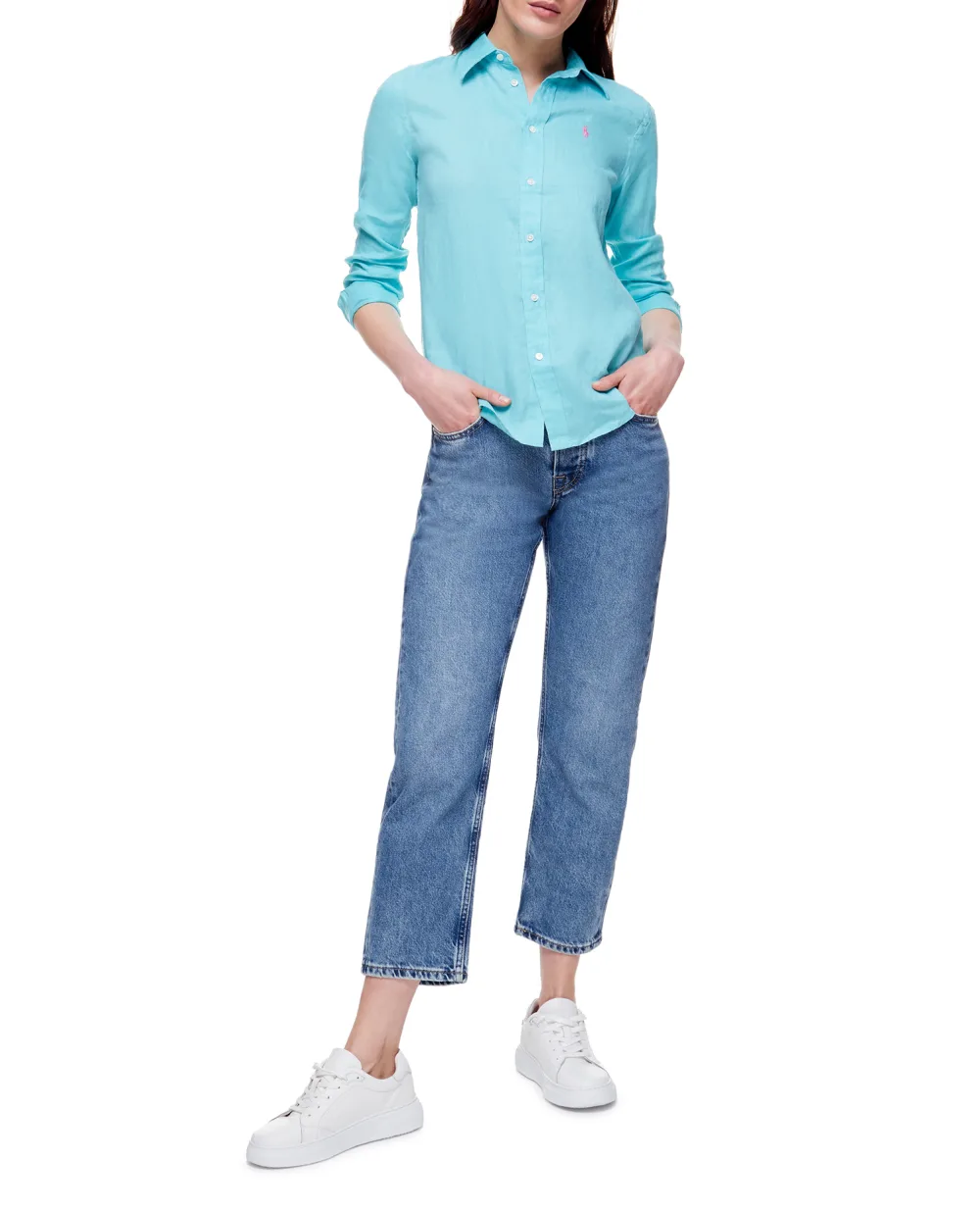 Льняная рубашка Polo Ralph Lauren 211827658011, голубой цвет • Купить в интернет-магазине Kameron