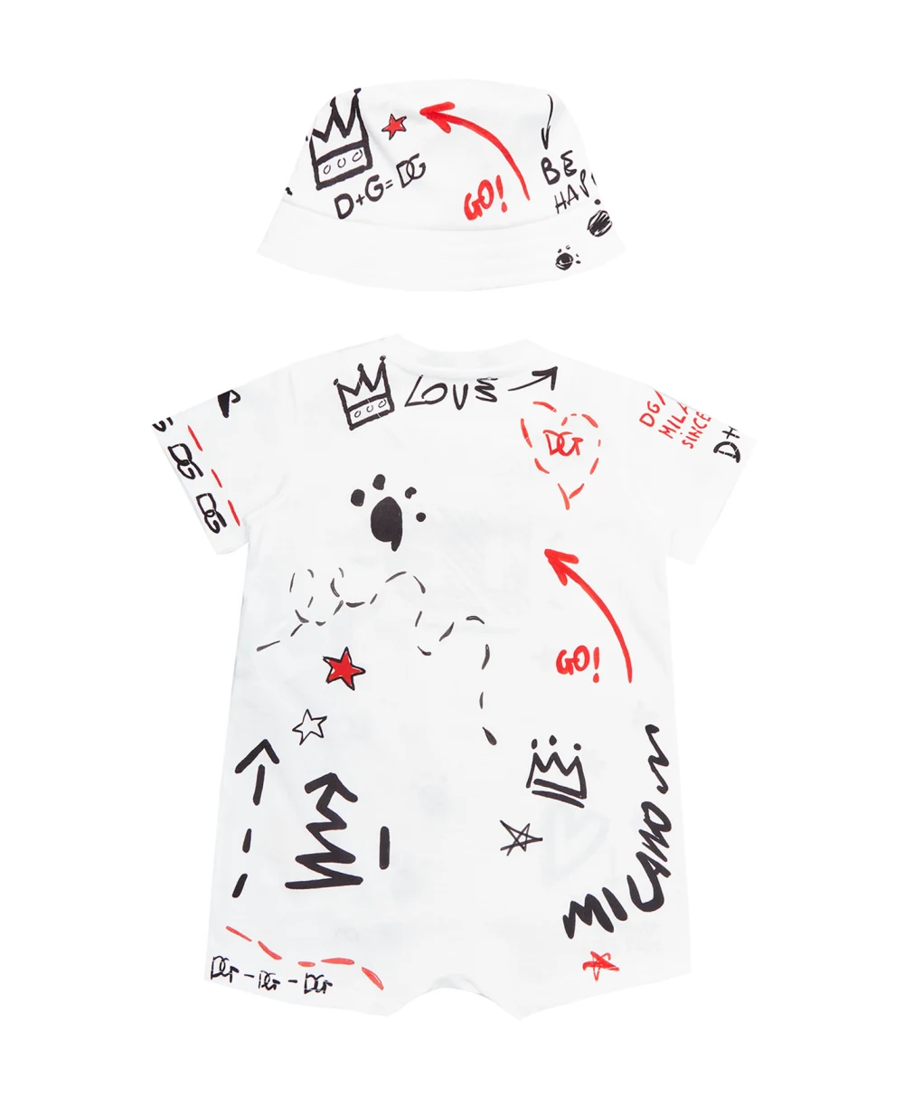 Подарочный набор (ромпер, панама) Dolce&Gabbana Kids L1JO4E-G7B8W, белый цвет • Купить в интернет-магазине Kameron