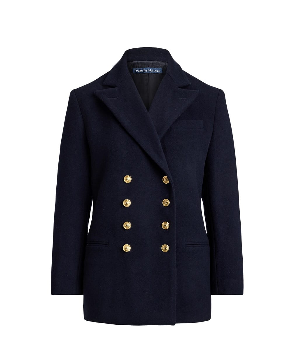 Двухбортный шерстяной блейзер Melton Polo Ralph Lauren 211971388001, темно-синий цвет • Купить в интернет-магазине Kameron