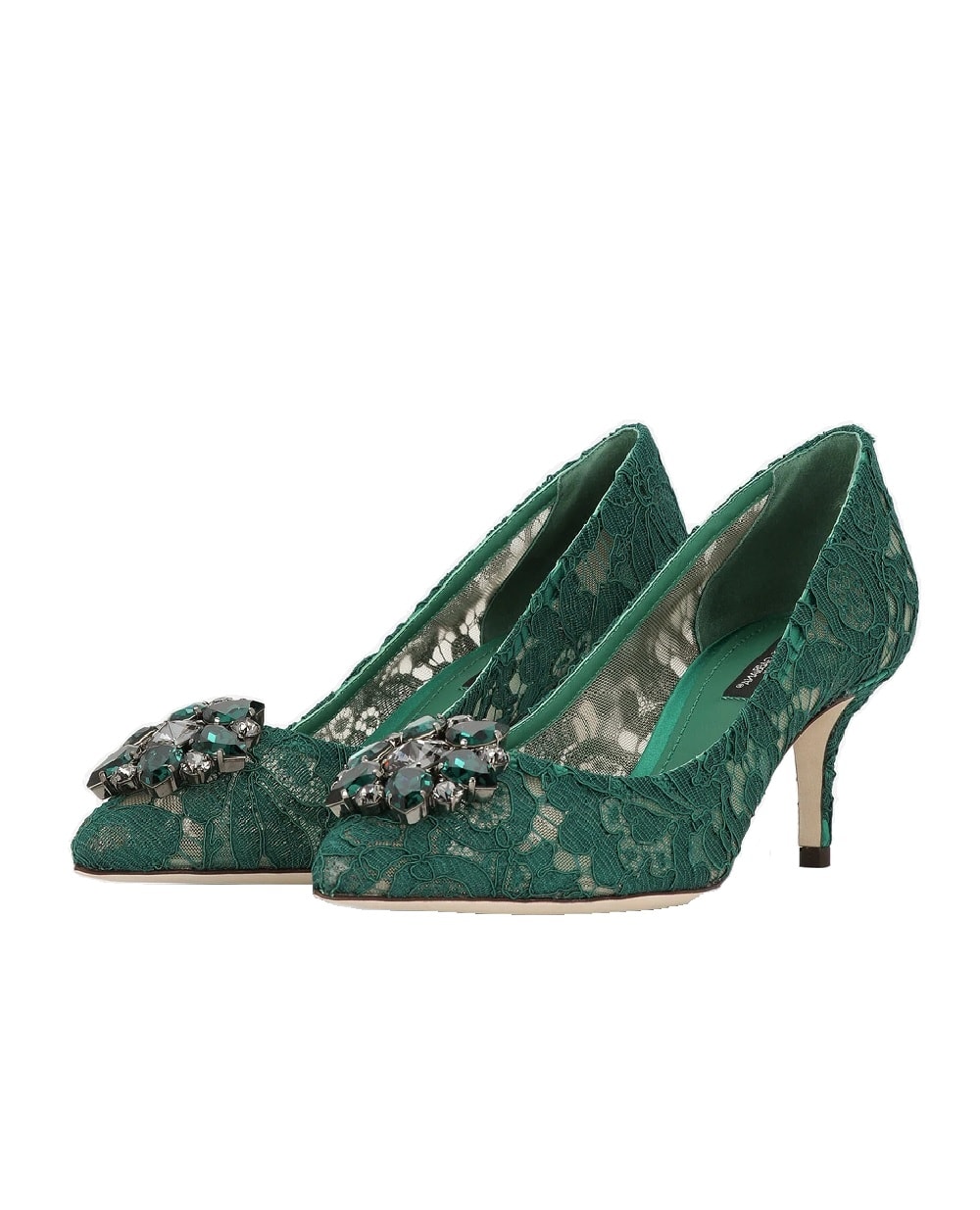 Кружевные лодочки Rainbow Lace Dolce&Gabbana CD0066-AL198, зеленый цвет • Купить в интернет-магазине Kameron