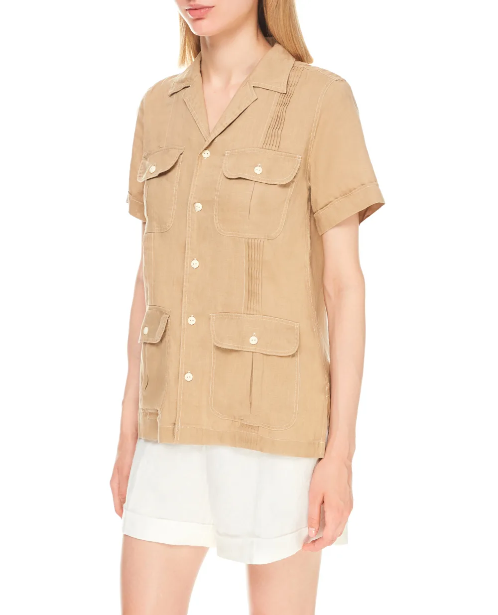 Льняная рубашка Polo Ralph Lauren 211838912001, бежевый цвет • Купить в интернет-магазине Kameron